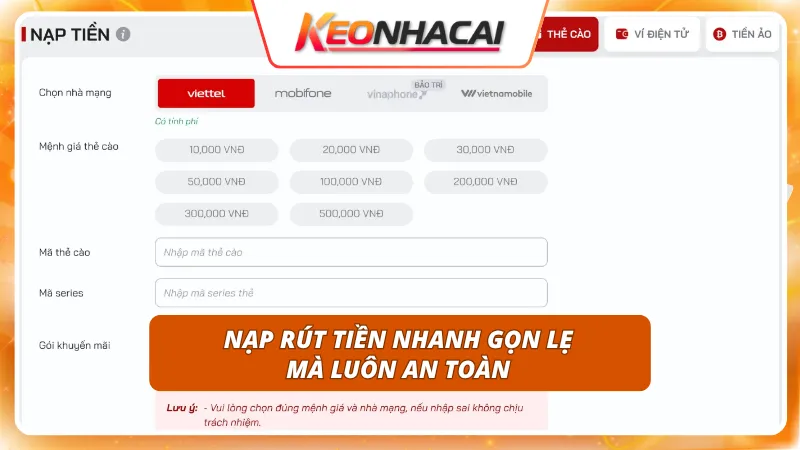 Đa phương thức giao dịch lên lệnh nạp rút siêu linh hoạt